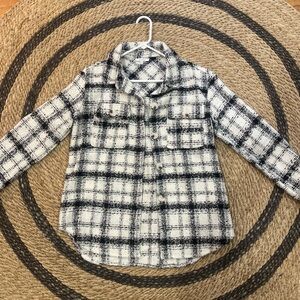 Plaid women’s oversized Shirt - Black and White -Small